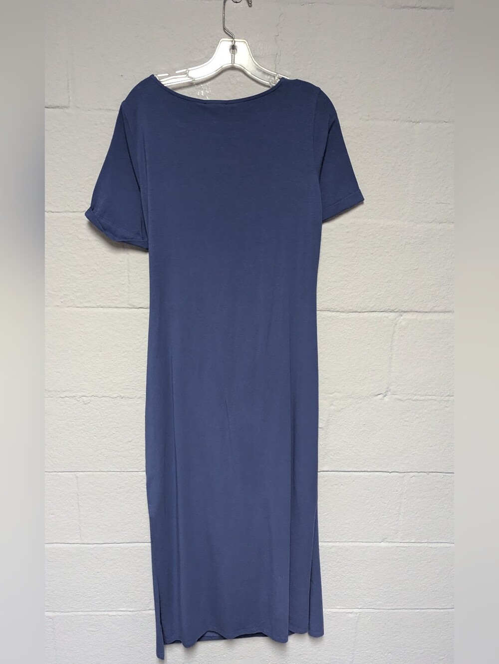 NWT Sezane Pippa Long Jersey Dress Size XL Washed Blue Short Sleeve - Picture 5 of 5